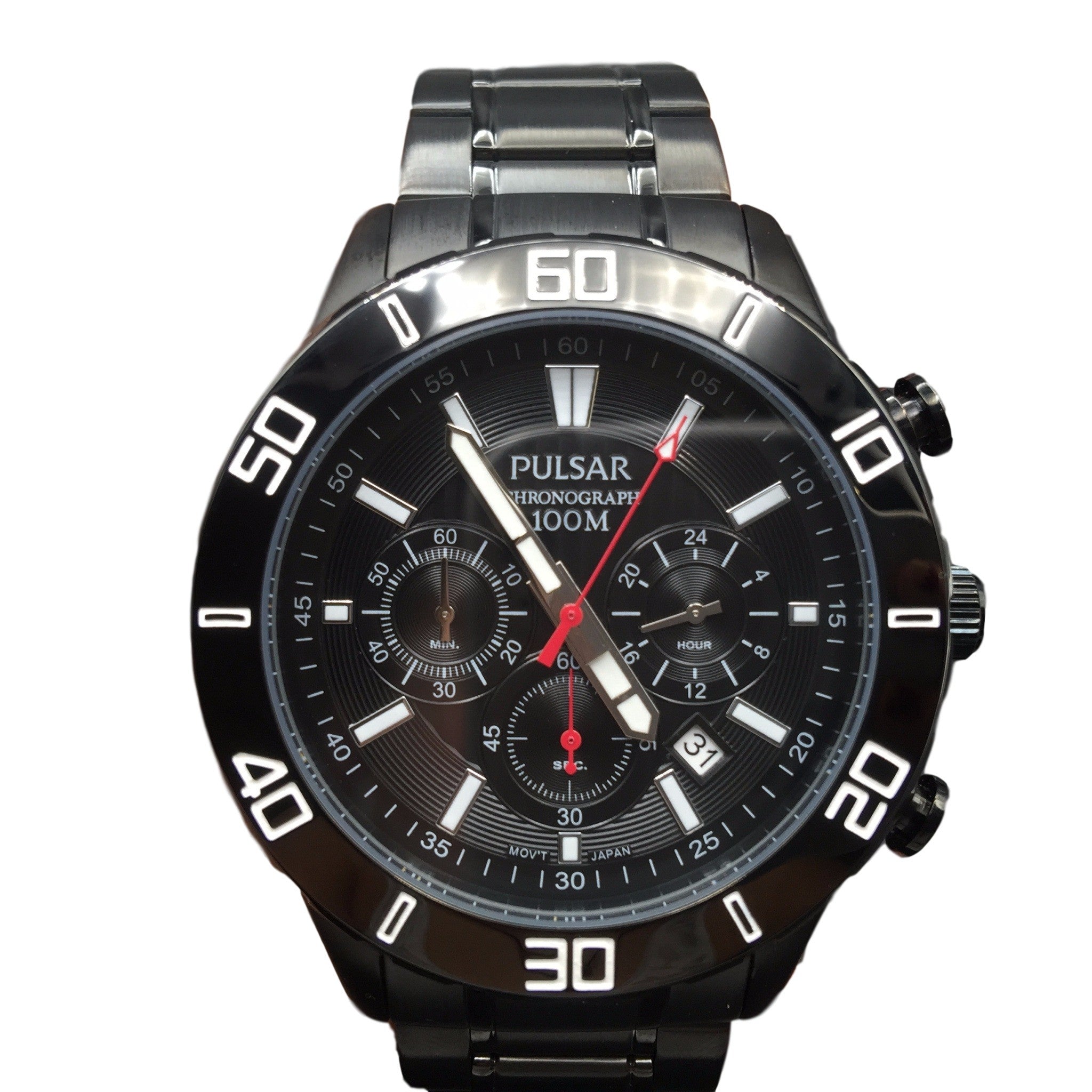 Pulsar Men’s Black Chronograph Watch PT3367