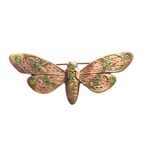 Victorian Bronze Moth Brooch with Paste Stones