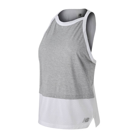New Balance Camiseta Impact Run Gris/Blanco, para Mujer