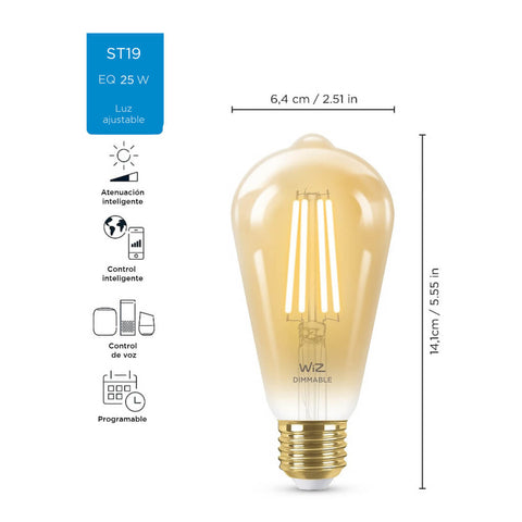 Wiz Bombillo Inteligente Wi-Fi ST19 Vintage, Ámbar
