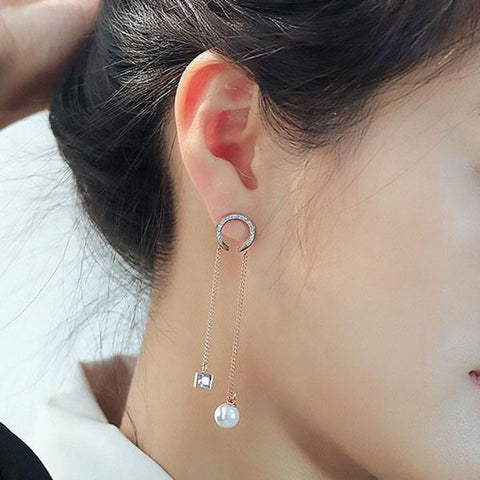 CR Charms Aretes Largos Radiante Resplandor, Acero