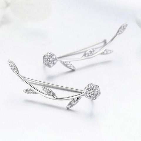 CR Charms Aretes Escaladores Flor Brillante