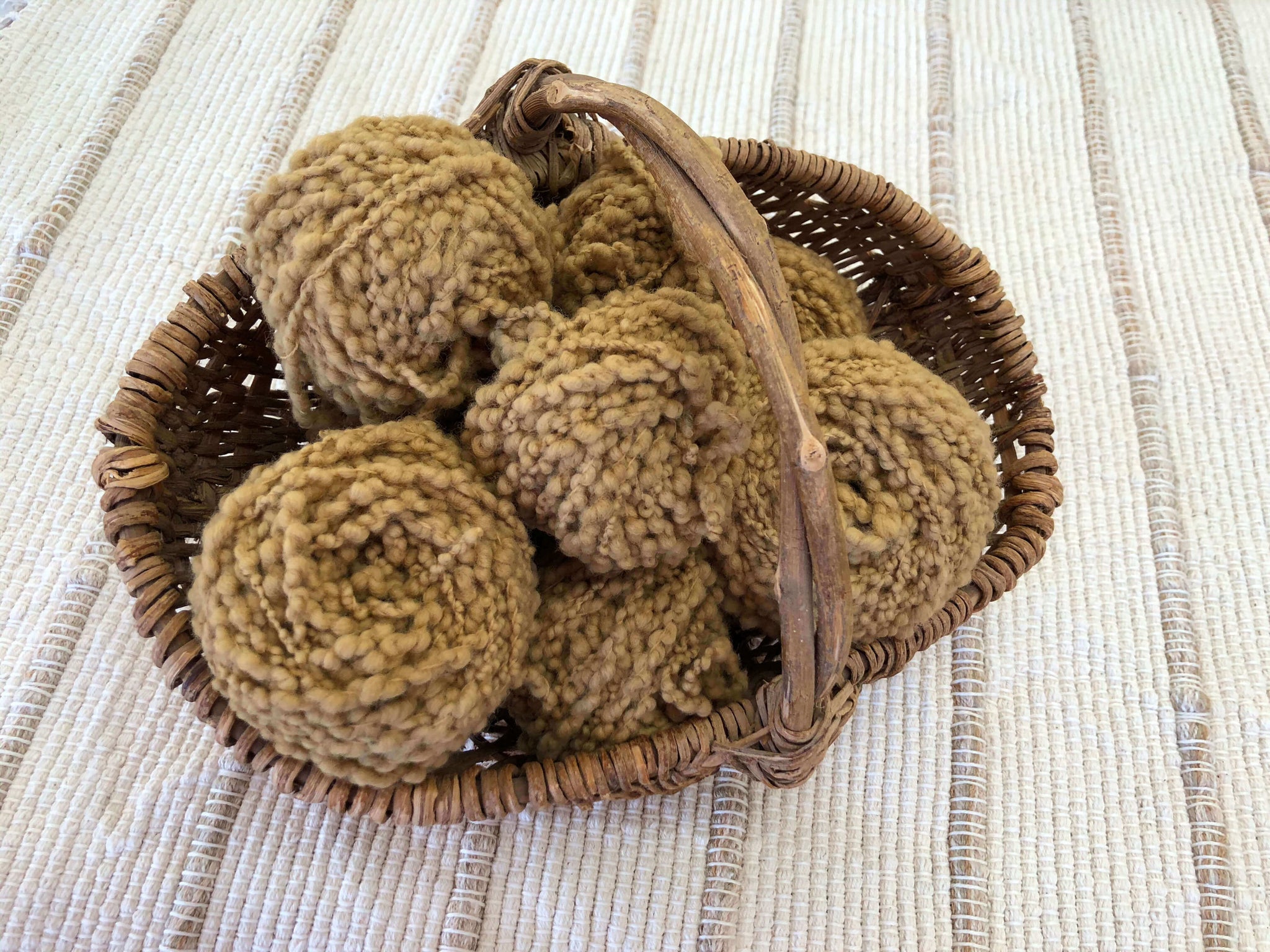 tea dyed yarn in basket