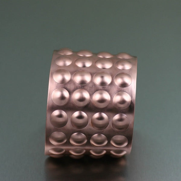 Brushed Copper Bubble Wrap Cuff – Side View