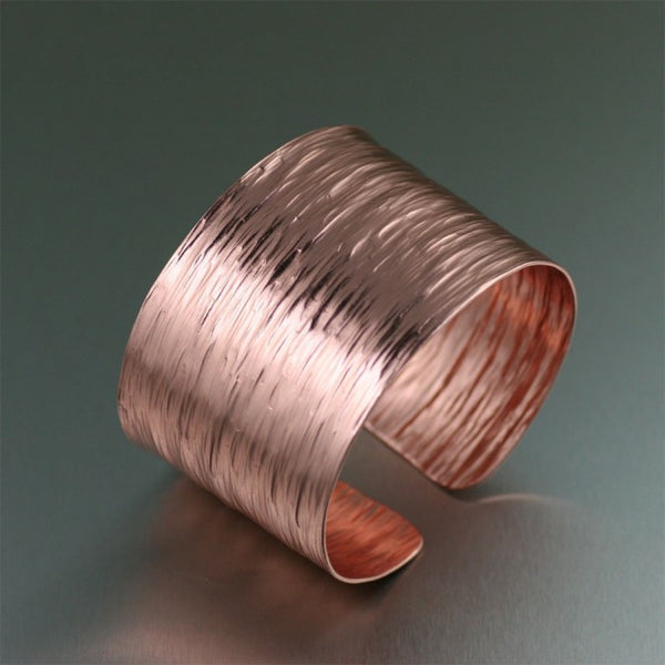 Chased Copper Bark Cuff Bracelet