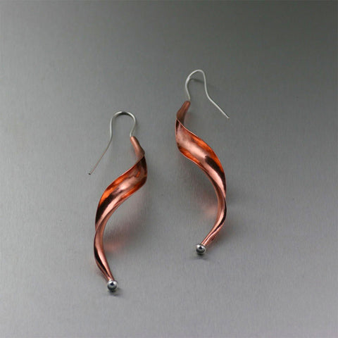 Copper Anticlastic Leaf Earrings