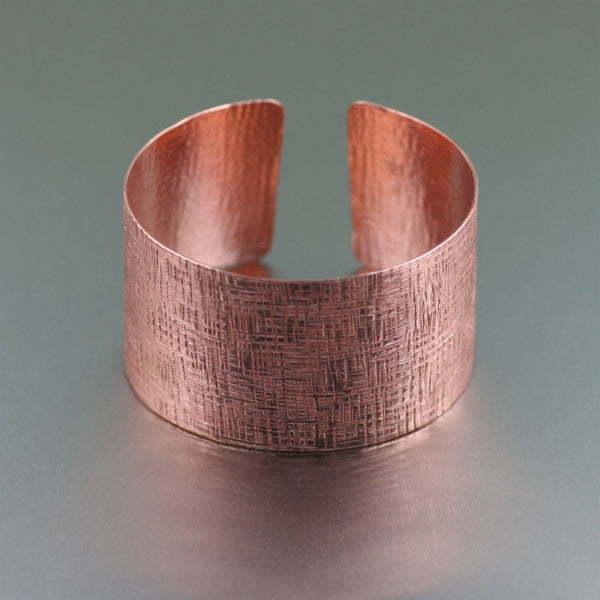 Copper Linen Cuff Bracelet – Flat Side View 