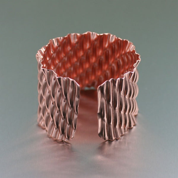 Corrugated Wave Copper Cuff Bracelet – Opening