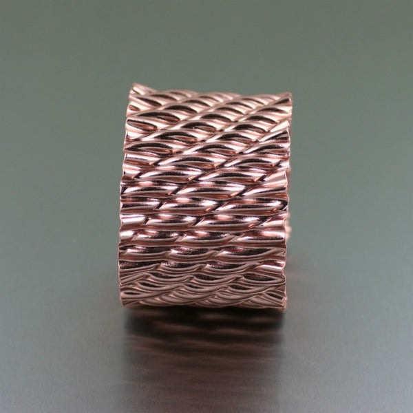 Corrugated Wave Copper Cuff Bracelet – Side View