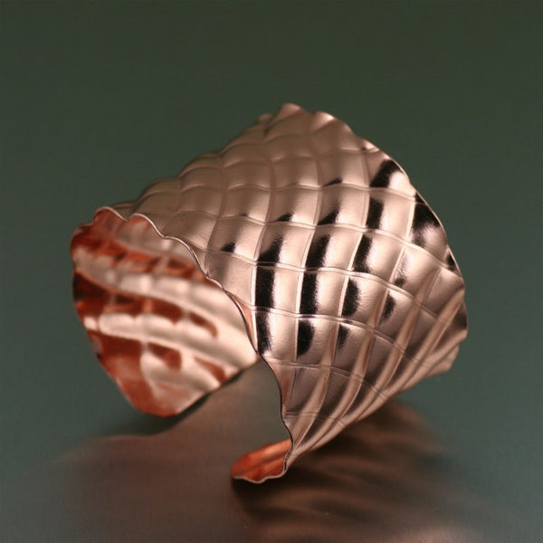 Crisscross Wave Copper Cuff Bracelet – Right Side View