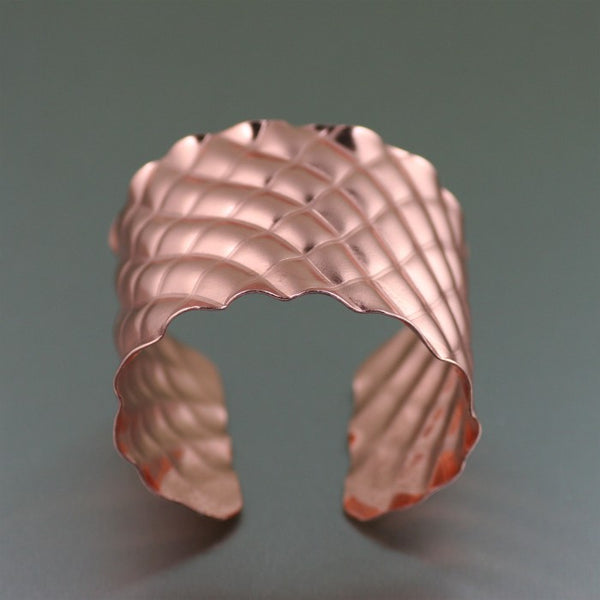 Crisscross Wave Copper Cuff Bracelet – Top View
