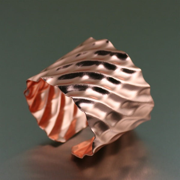 Double Wave Copper Cuff Bracelet – Right Side View