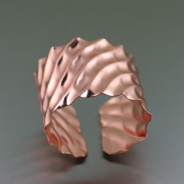 Double Wave Copper Cuff Bracelet – Top View