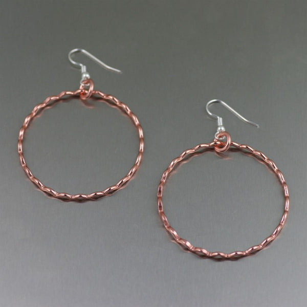 Fine Corrugated Copper Hoop Earrings