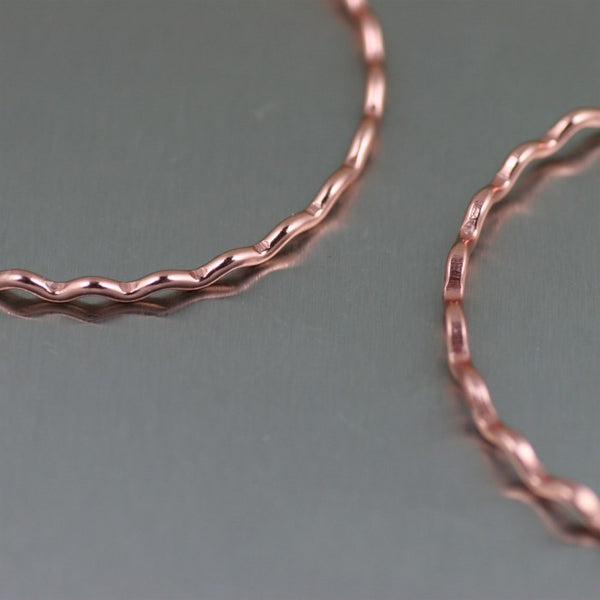 Fine Corrugated Copper Hoop Earrings – Detail