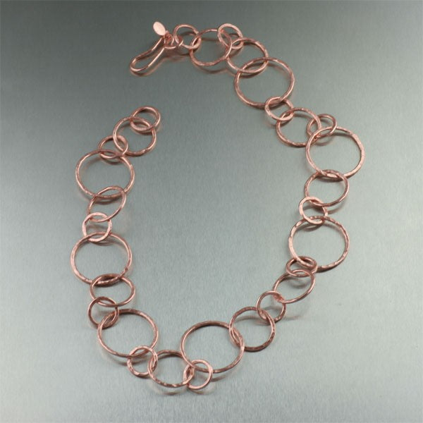 Hammered and Chased Copper Link Necklace