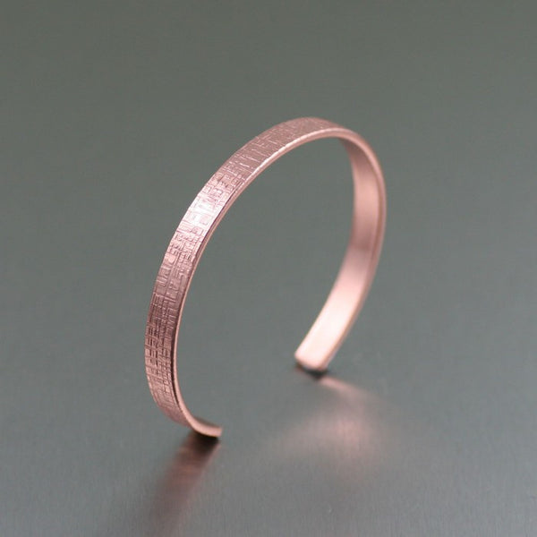 Thin Linen Copper Cuff Bracelet