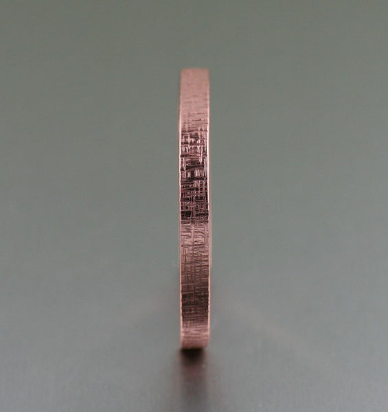 Linen Copper Cuff Bracelet – Thin – Side View