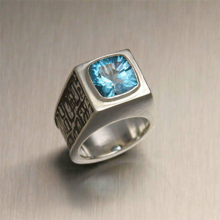 London Blue Topaz Sterling Silver Men's Ring