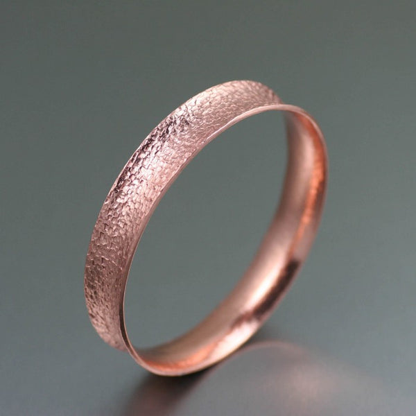 Texturized Anticlastic Copper Bangle Bracelet – Left Side View