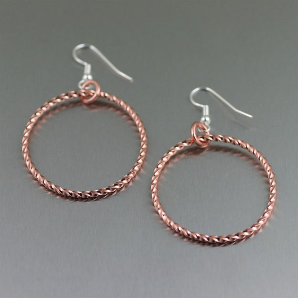 Twisted Copper Cable Hoop Earrings