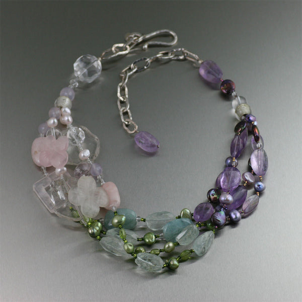 Aquamarine Beaded Gemstone Necklace