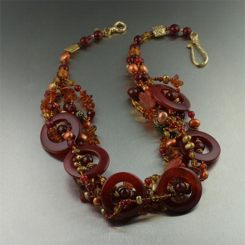 Vermeil Carnelian Beaded Gemstone Necklace