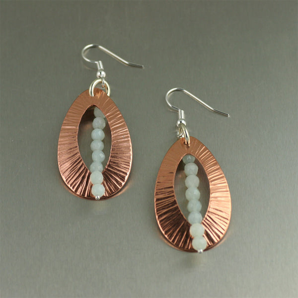 Chased Copper Earrings with Amazonite