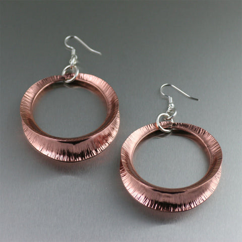 Copper Fold Formed Shell Earrings