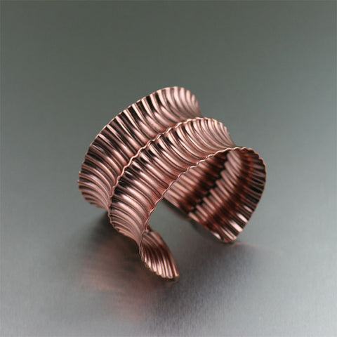 Anticlastic Fold Formed Corrugated Copper Cuff