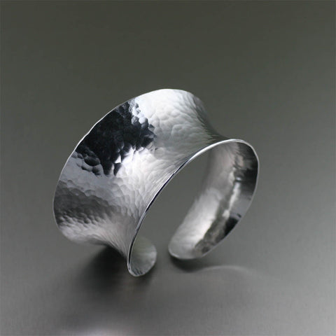 Hammered Aluminum Anticlastic Bangle Bracelet