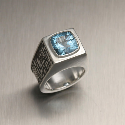 Men's Sterling Silver Ring with Blue Topaz - Tonga Collection