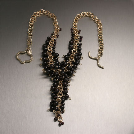 Garnet 14K Gold Filled Chainmail Necklace  - Handmade Jewelry
