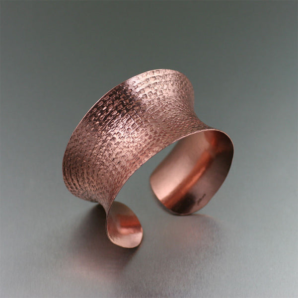 Texturized Anticlastic Copper Cuff Bracelet by San Francisco copper jewelry designer John S Brana