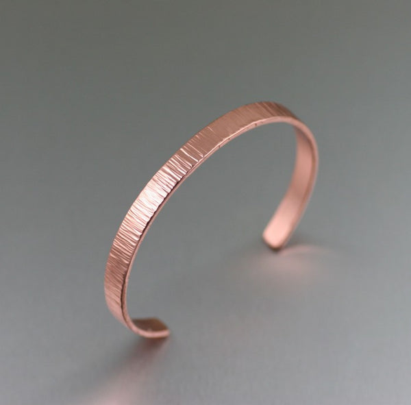 Thin Chased Copper Cuff Bracelet