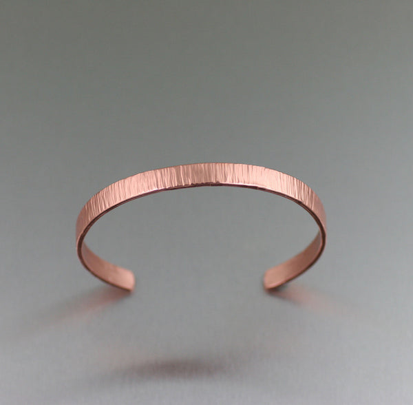 Chased Copper Cuff Bracelet from John S Brana Handmade Jewelry - Top of Cuff