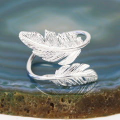 Silver Bird Feather Ring