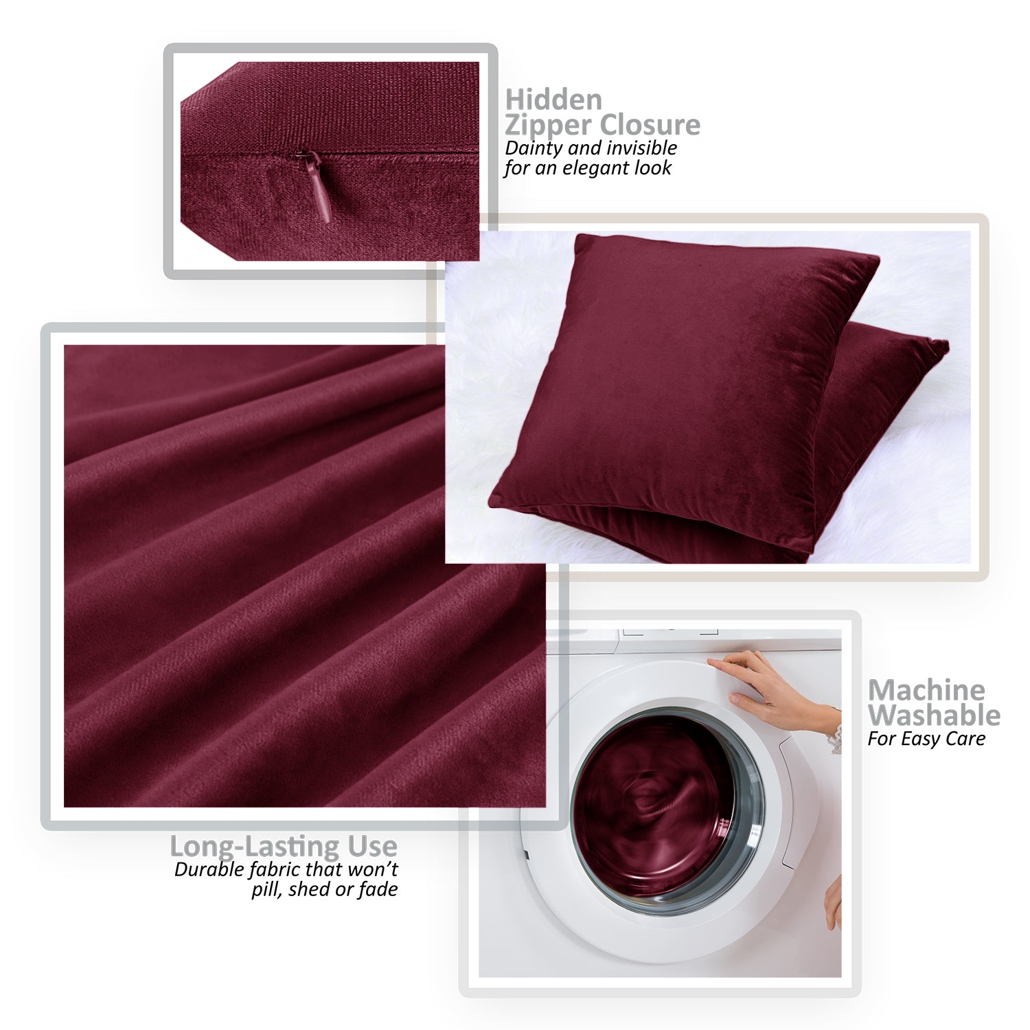 Nestl Bedding Throw Pillow Covers, Cozy Velvet Decorative Outdoor Pillow Covers 24x24 & 26x26 Inches, Soft Solid Cushion Covers for Sofa, Bed and Car, Set of 2