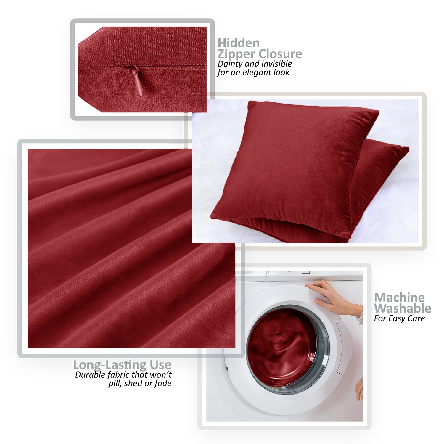 Nestl Bedding Throw Pillow Covers, Cozy Velvet Decorative Outdoor Pillow Covers 20x20 & 22x22 Inches, Soft Solid Cushion Covers for Sofa, Bed and Car, Set of 2