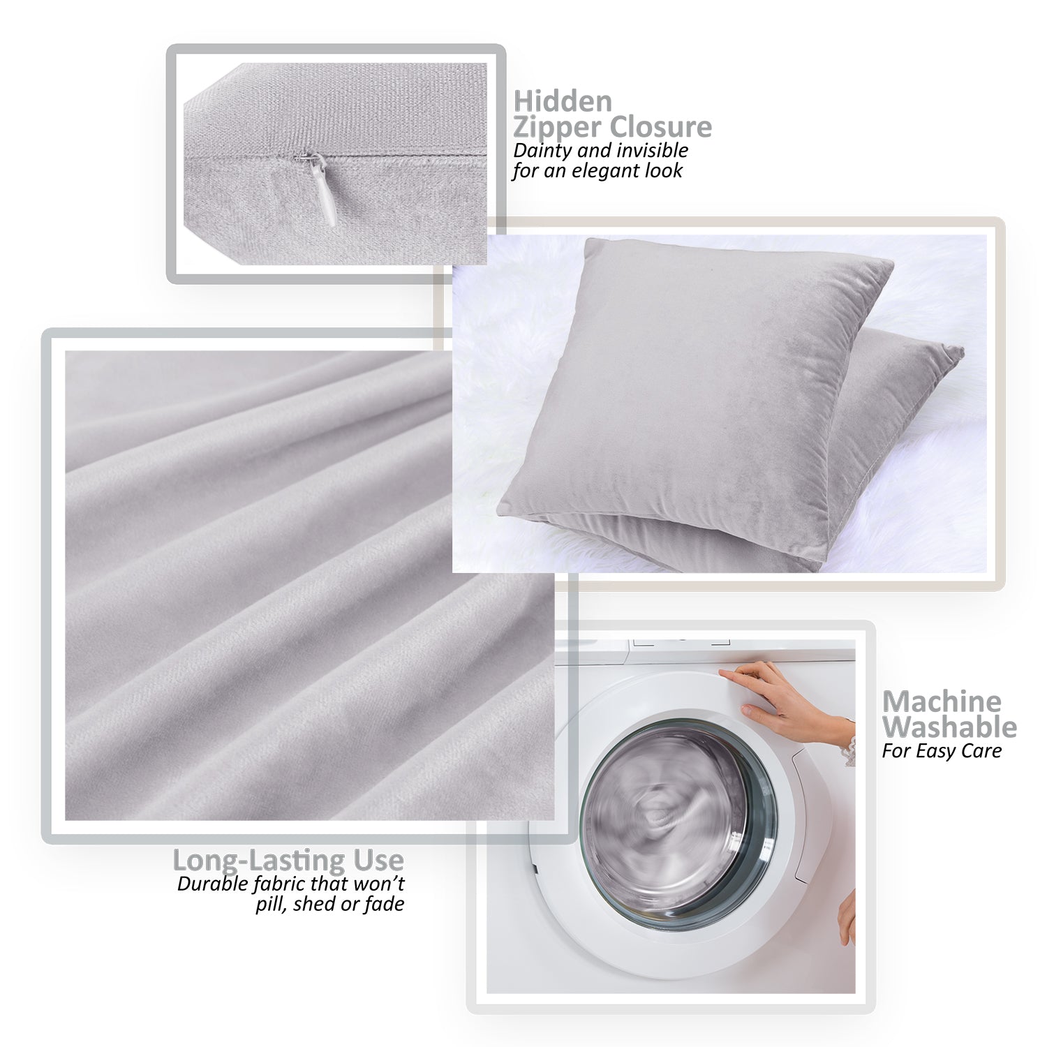 Holiday Nestl Bedding Throw Pillow Covers, Cozy Velvet Decorative Outdoor Pillow Covers 16x16 & 18x18 Inches, Soft Solid Cushion Covers for Sofa, Bed and Car, Set of 2