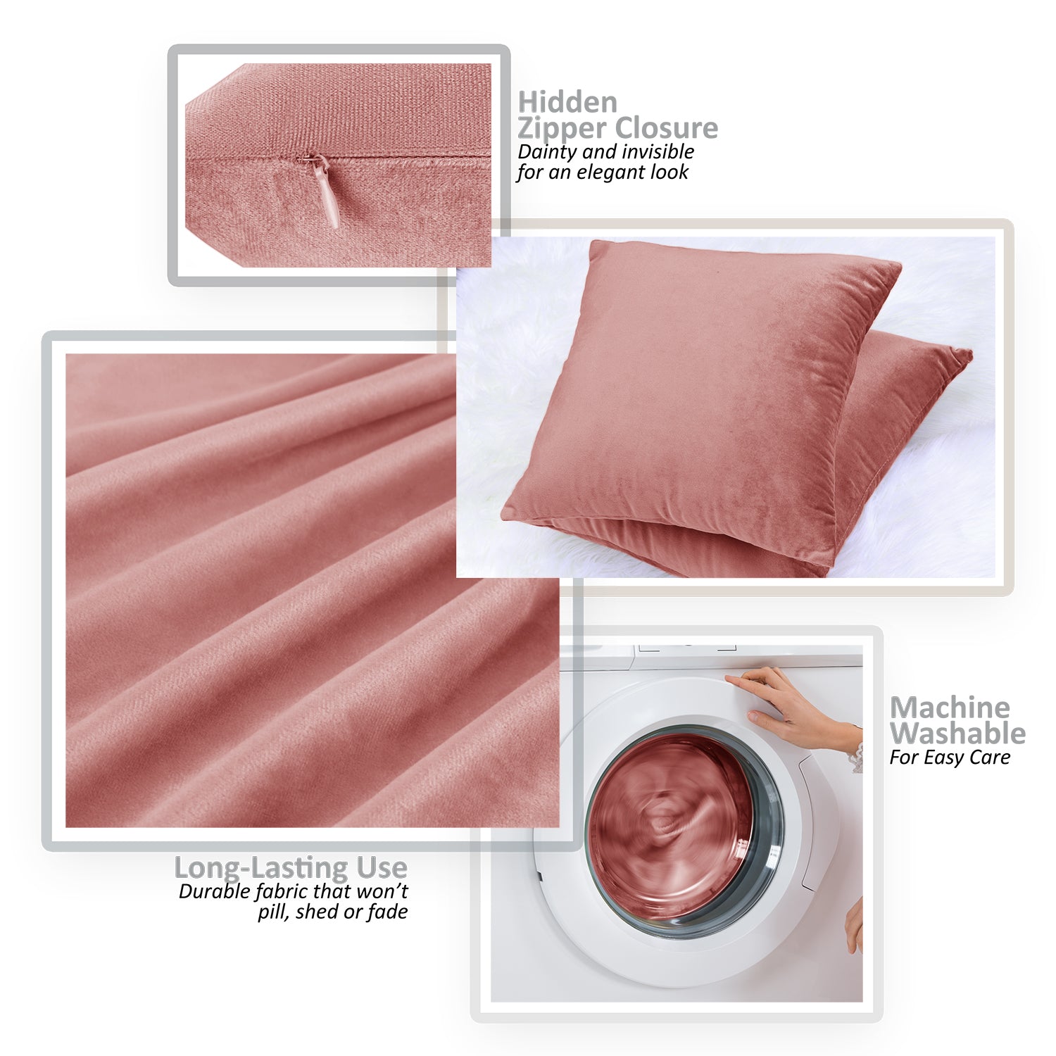 Nestl Bedding Throw Pillow Covers, Cozy Velvet Decorative Outdoor Pillow Covers 20x20 & 22x22 Inches, Soft Solid Cushion Covers for Sofa, Bed and Car, Set of 2