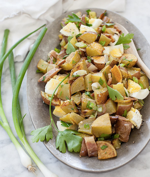 FoodieCrush Roasted Potato Salad with Bacon Dressing - 4th of July Party Ideas 