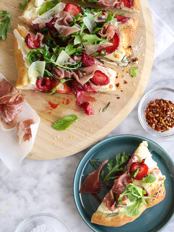 Foodie Crush Berry with Arugula and Prosciutto Pizza 