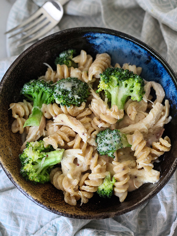FoodieCrush Cheesy Chicken and Broccoli Whole Wheat Pasta 