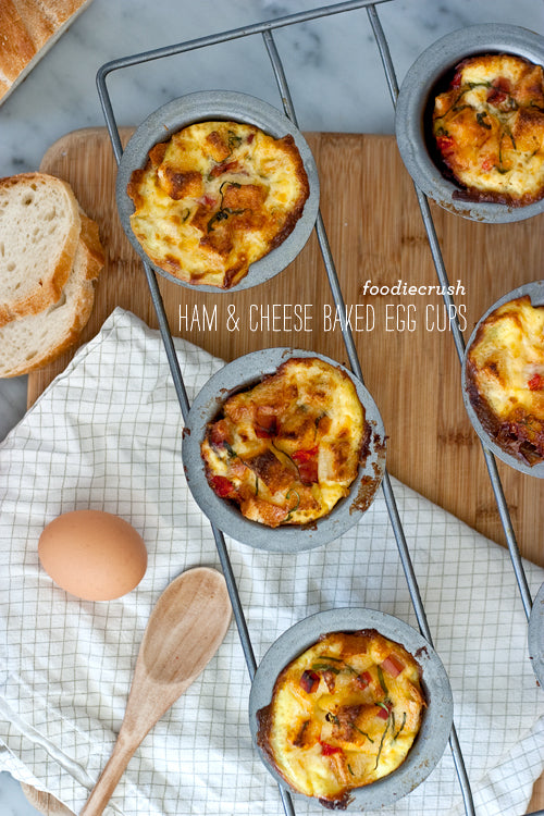 FoodieCrush Ham and Cheese Baked Egg Cups
