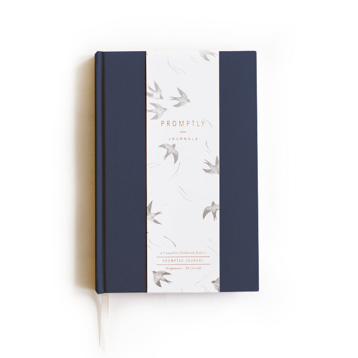 Promptly Journals Childhood History Journal in Navy 