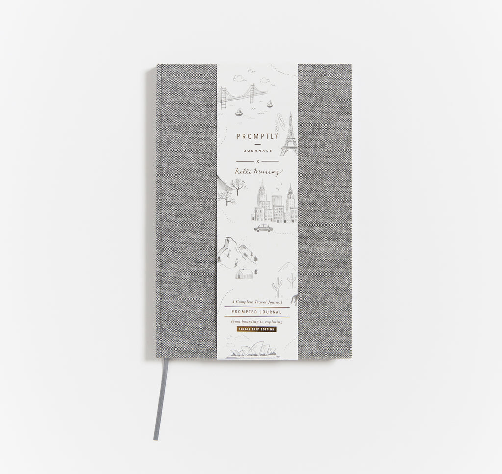 Promptly Journals Grey Tweed Travel Journal 