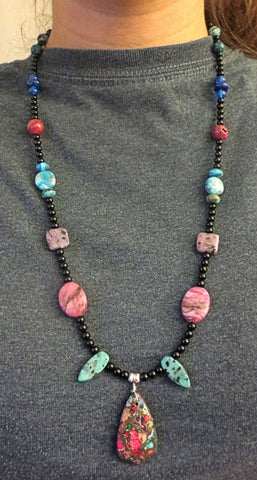 sea sediment jasper gemstones statement necklace