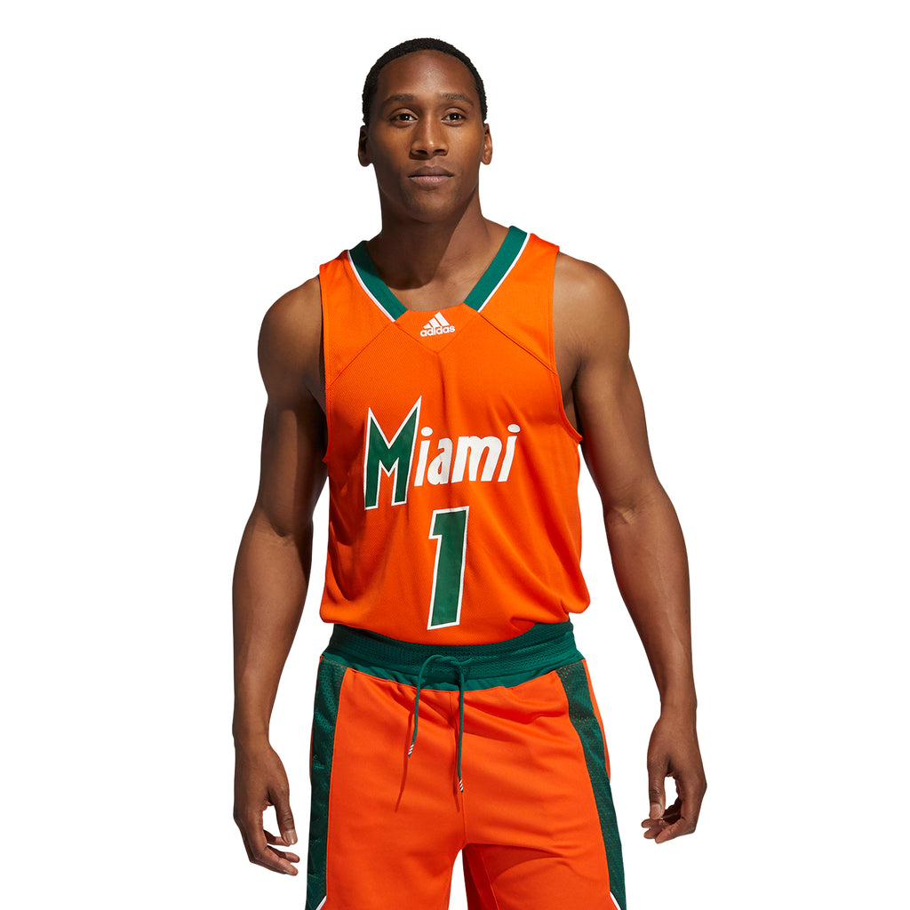 Miami Hurricanes 2021 adidas Reverse Retro Basketball Jersey - Orange