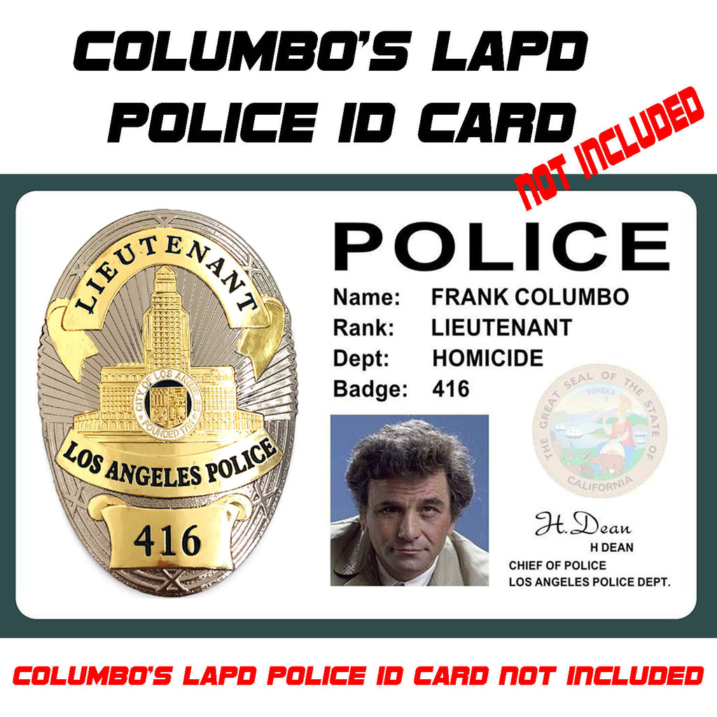 Columbos Lieutenant Lapd 416 Police Badge Replica Movie Props